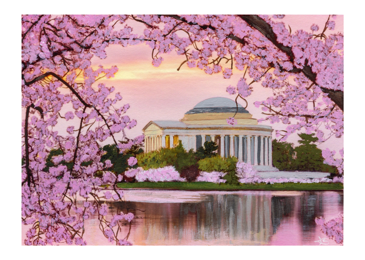 Cherry Blossoms at the Jefferson Memorial - Metal Print