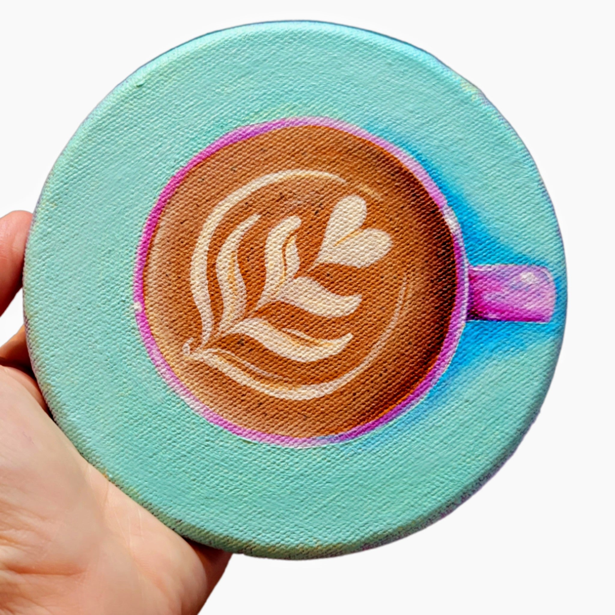 mini painting of latte from above