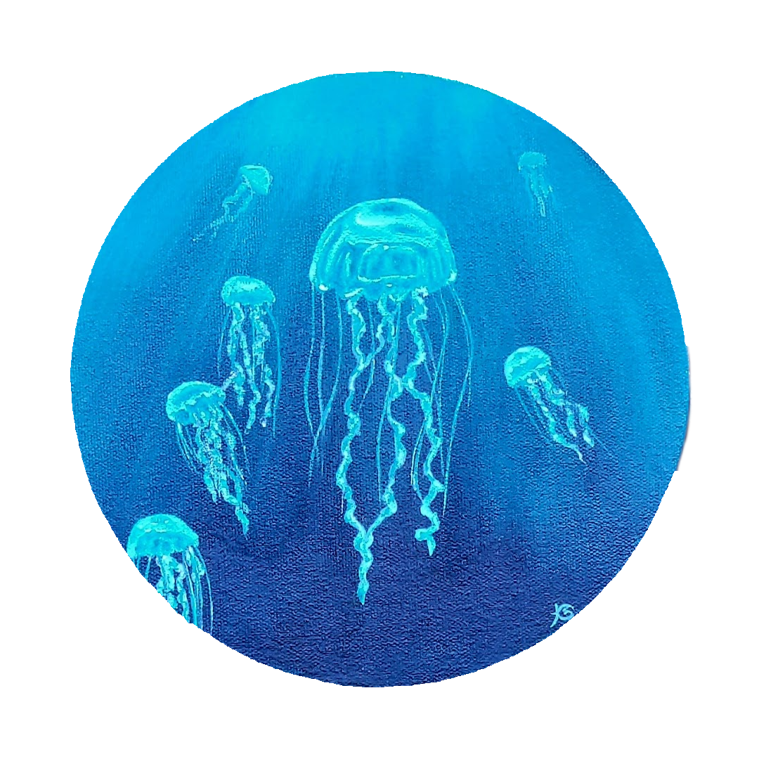 painting of jellyfish underwater