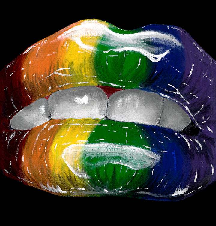 Rainbow Glossy Lips - Metal Print