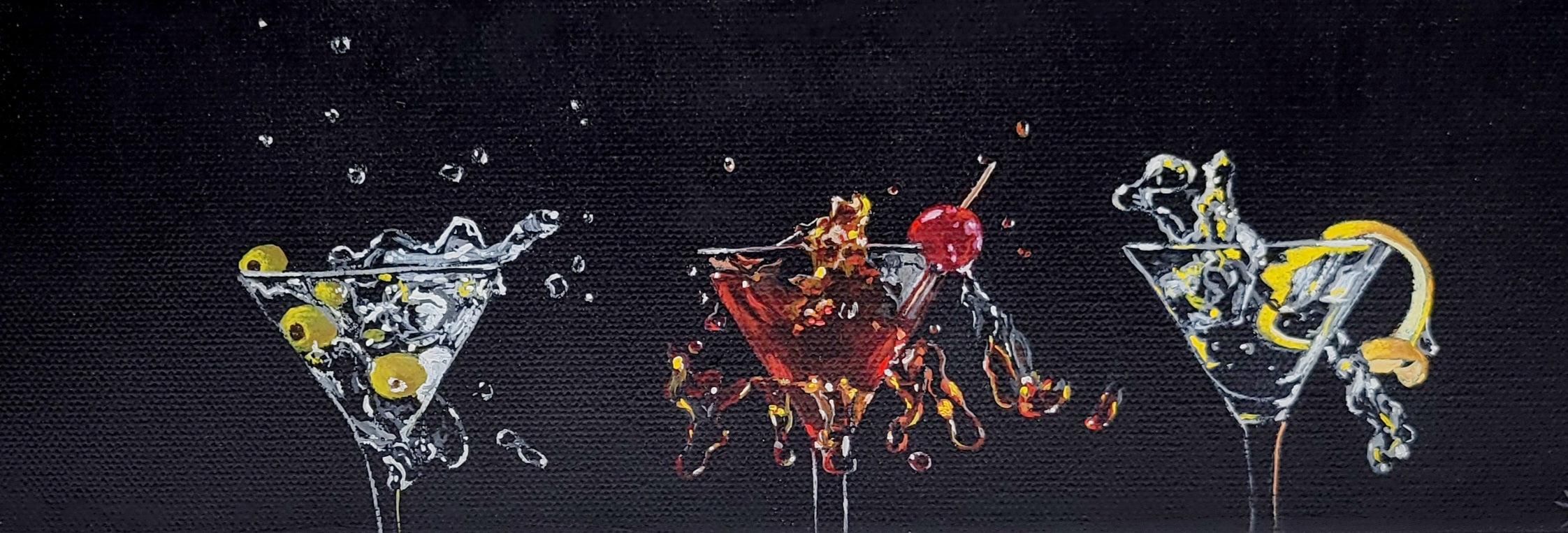 painting of three martini cocktails