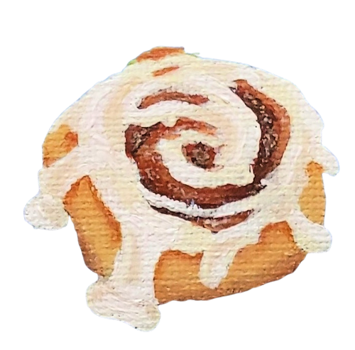 Hand painted cinnamon bun with frosting vinyl sticker Kellie Sansone Creates