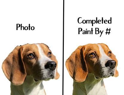 side by side painting example of a pet portrait