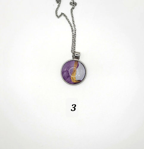 hand-painted acrylic abstract design with purple, lavender, and gold swirls