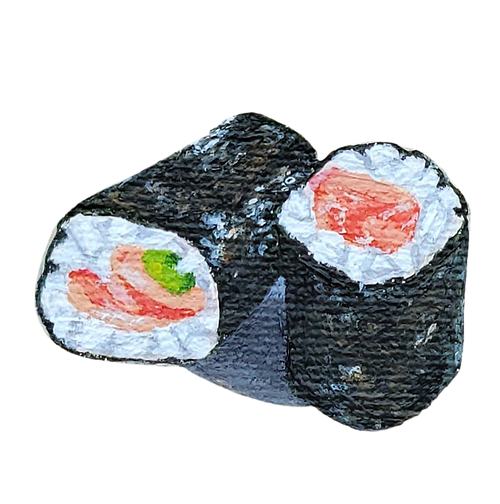 Hand painted sushi hand rolls vinyl sticker Kellie Sansone Creates